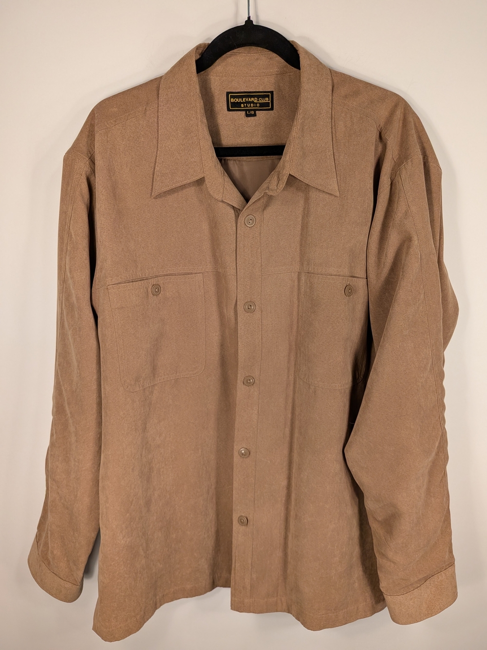 Vintage Boulevard Club Studio Faux Suede Shirt Jacket Men's Large Tan